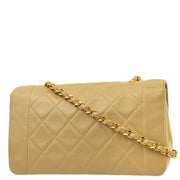 Chanel 1989-1991 Beige Lambskin Single Flap Shoulder Bag