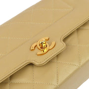 Chanel 1989-1991 Beige Lambskin Single Flap Shoulder Bag