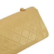 Chanel 1989-1991 Beige Lambskin Single Flap Shoulder Bag