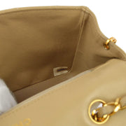 Chanel 1989-1991 Beige Lambskin Single Flap Shoulder Bag