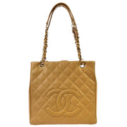 Chanel 2003-2004 Beige Caviar Petite Shopping Tote PST Handbag