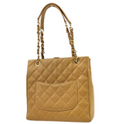 Chanel 2003-2004 Beige Caviar Petite Shopping Tote PST Handbag