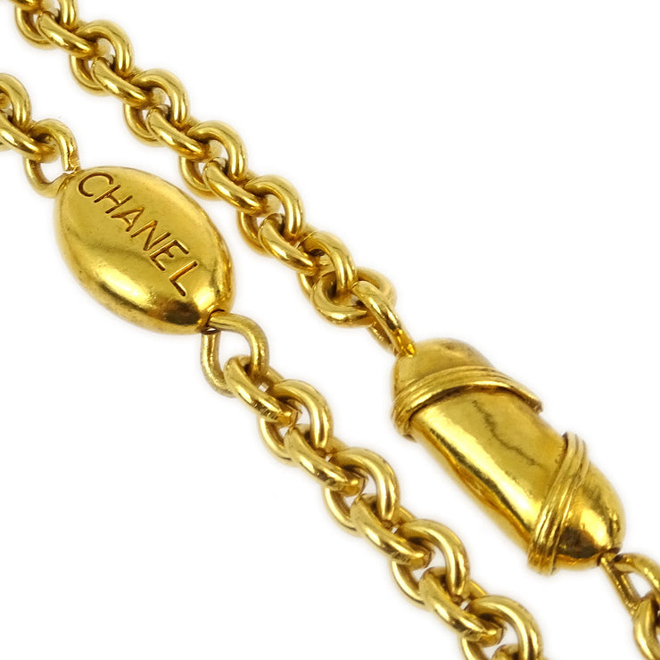 Chanel Artificial Pearl Chain Necklace Gold 94A