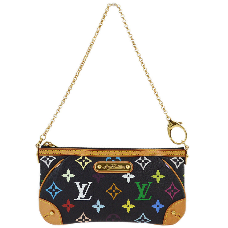 Louis Vuitton 2009 Black Multicolor Pochette Milla MM Handbag M60097