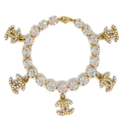 Chanel Rhinestone Bracelet Gold 96P