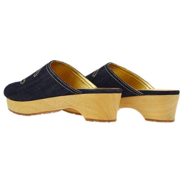 Chanel Navy Denim Sabot Shoes Sandals #35