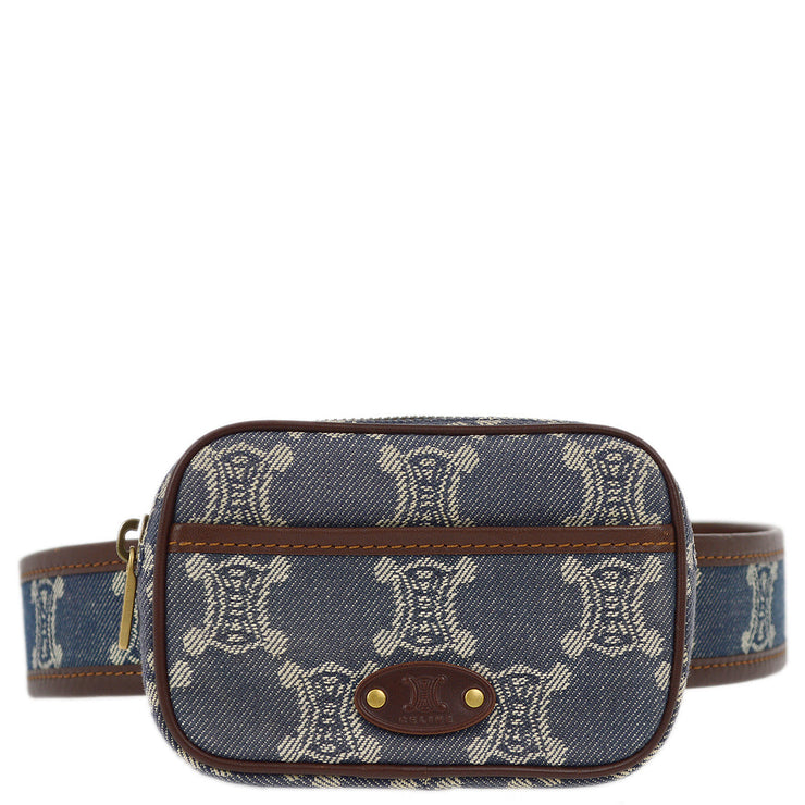 Celine Blue Denim Macadam Belt Bum Bag