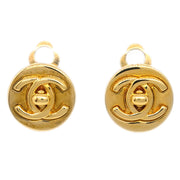 Chanel CC Turnlock Button Earrings Gold Clip-On 97A