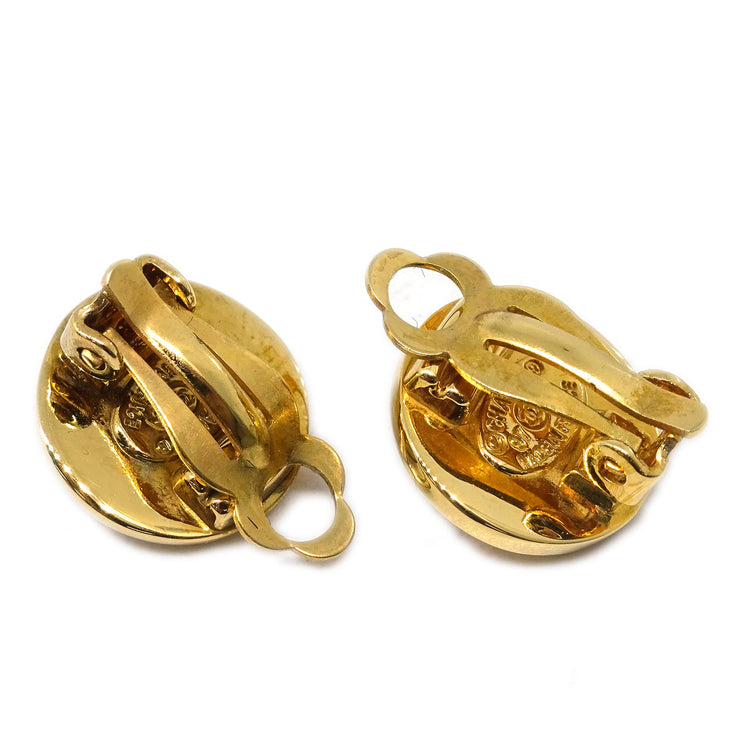 Chanel CC Turnlock Button Earrings Gold Clip-On 97A