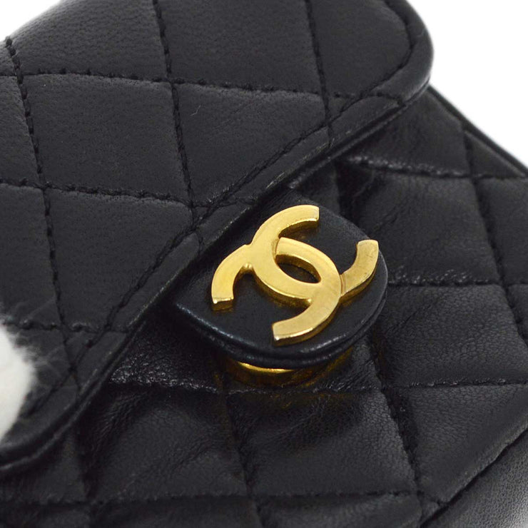 Chanel 1989-1991 Black Lambskin Classic Flap Micro Shoulder Pouch