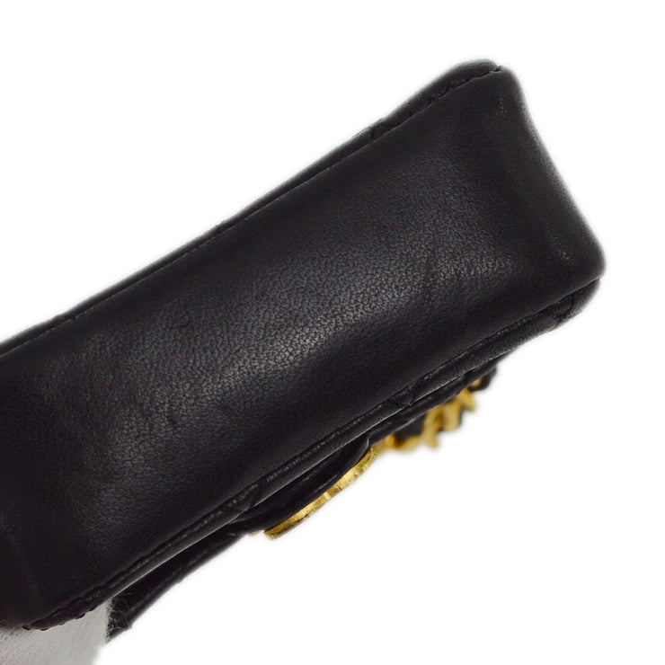 Chanel 1989-1991 Black Lambskin Classic Flap Micro Shoulder Pouch