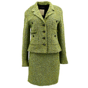 Chanel Setup Suit Jacket Skirt Green 94A #40