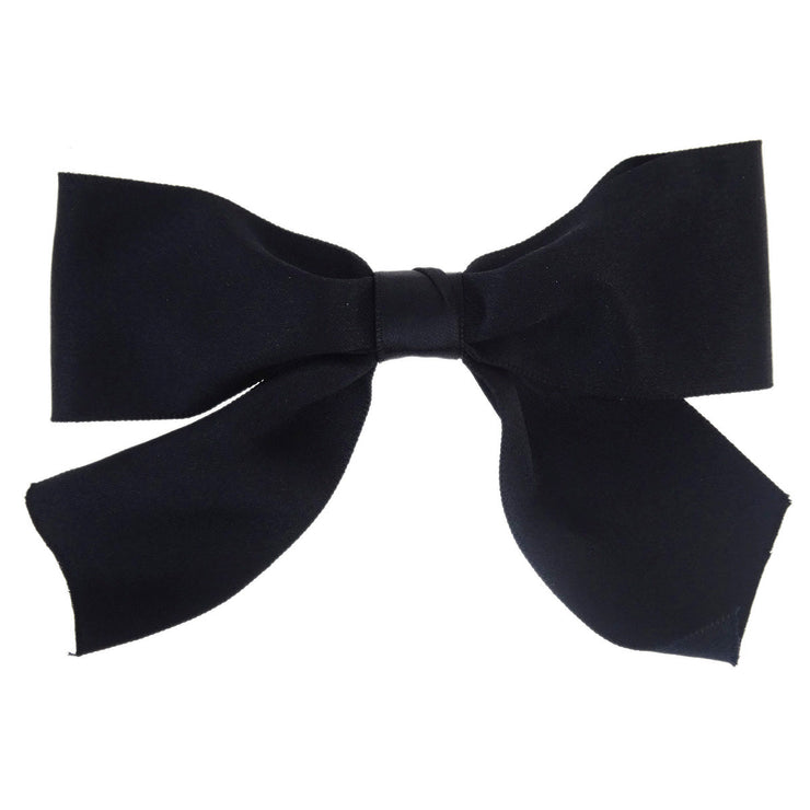 Chanel Bow Hair Clip Barrette Black Satin