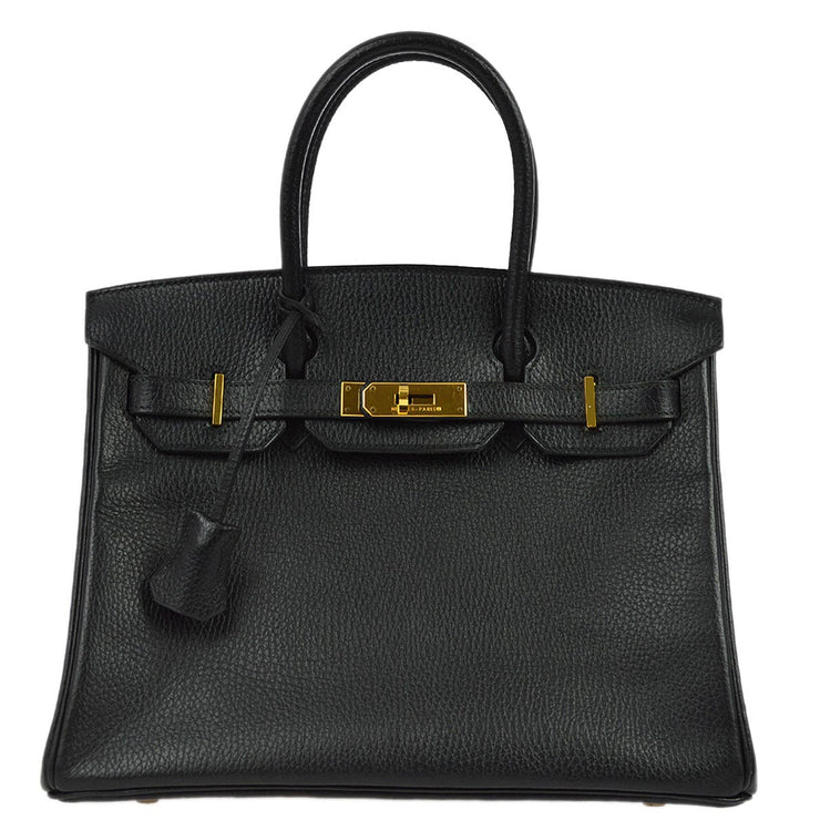 Hermes 1995 Black Ardennes Birkin 30 Handbag