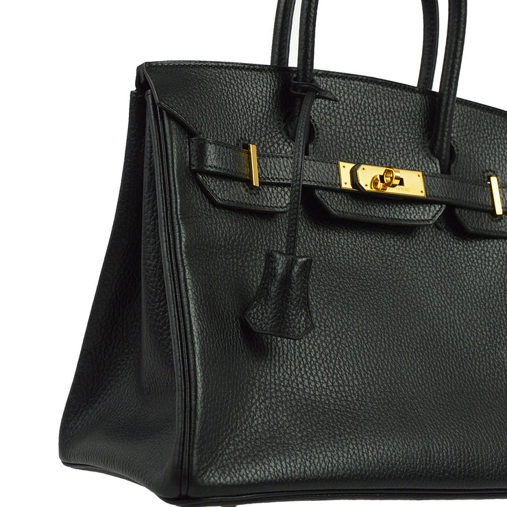 Hermes 1995 Black Ardennes Birkin 30 Handbag