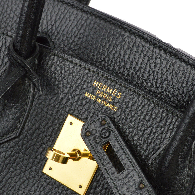 Hermes 1995 Black Ardennes Birkin 30 Handbag