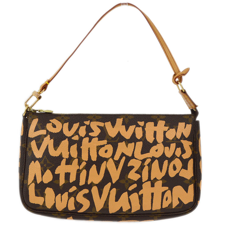 Louis Vuitton 2001 Beige Graffiti Pochette Accessoires Handbag M92193