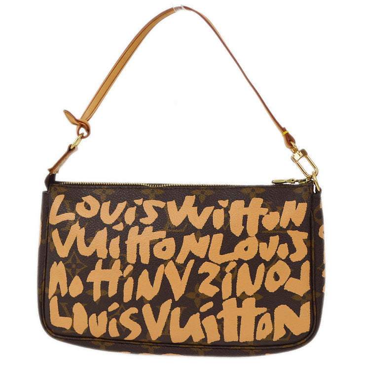 Louis Vuitton 2001 Beige Graffiti Pochette Accessoires Handbag M92193