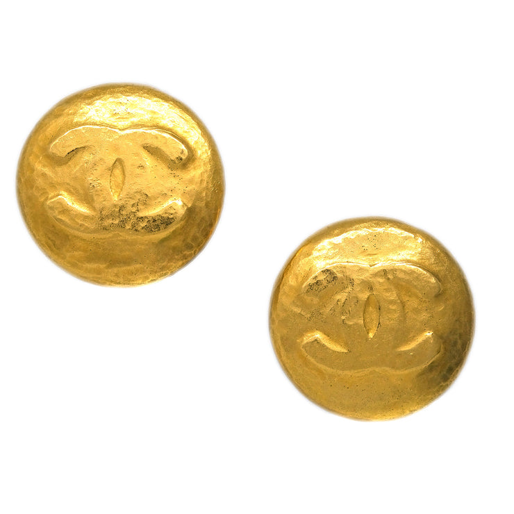 Chanel Button Earrings Clip-On Gold 93A