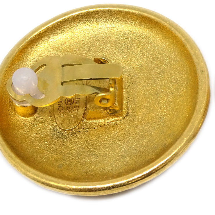 Chanel Button Earrings Clip-On Gold 93A