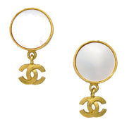 Chanel Dangle Earrings Clip-On Gold Shell 95A