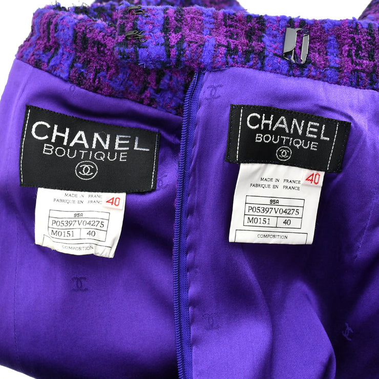 Chanel Setup Suit Jacket Skirt Purple 95A #40