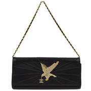 Chanel 2000-2001 Black Lambskin Eagle Straight Flap Shoulder Bag