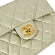 Chanel 1991-1994 Champagne Gold Lambskin Mini Classic Square Flap Shoulder Bag 17