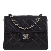 Chanel 2000-2002 Black Lambskin Mini Classic Square Flap Shoulder Bag