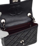 Chanel 2000-2002 Black Lambskin Mini Classic Square Flap Shoulder Bag