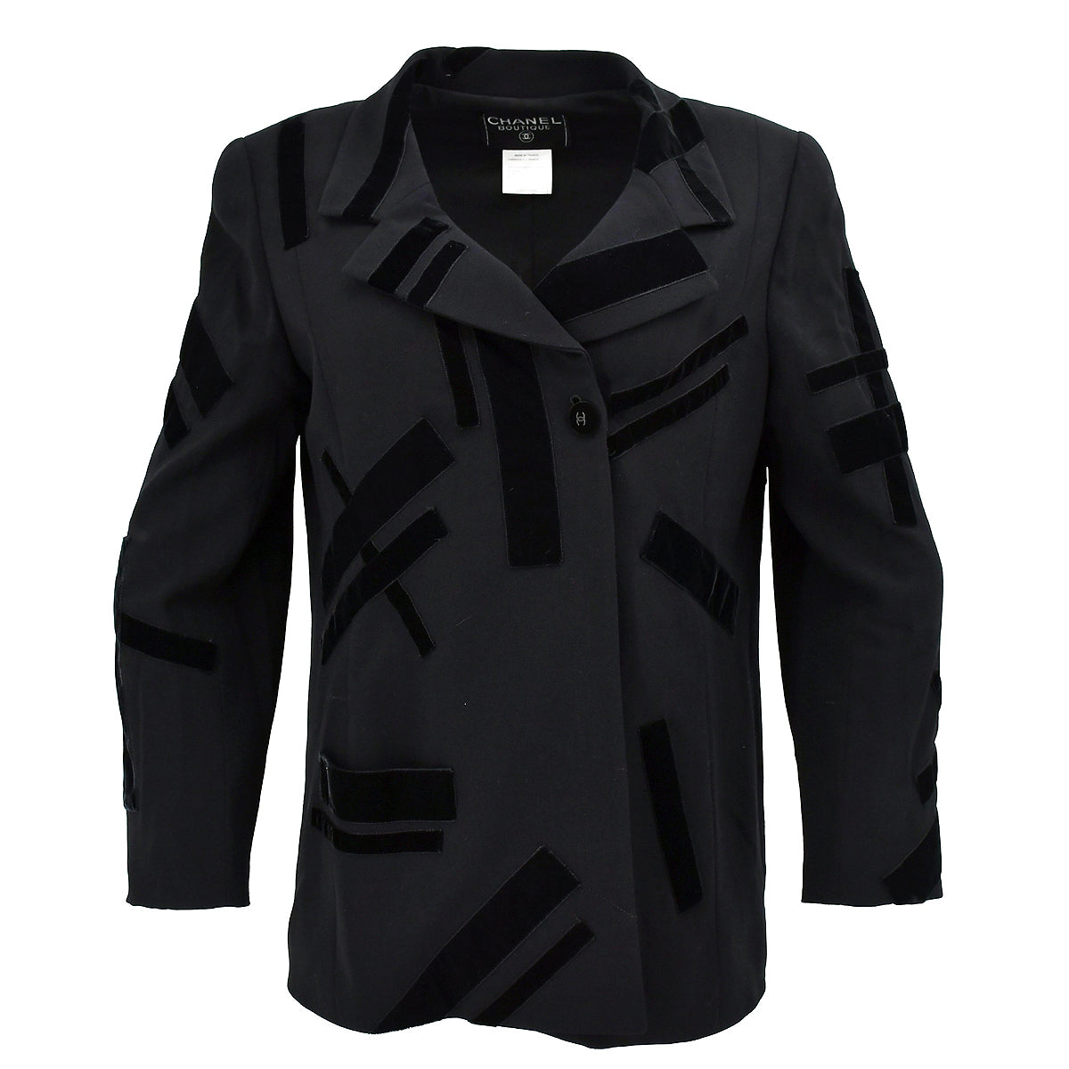 Chanel Single Breasted Jacket Black 98A #40 – AMORE Vintage