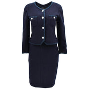 Chanel Setup Suit Jacket Skirt Navy 97P #36