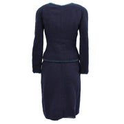 Chanel Setup Suit Jacket Skirt Navy 97P #36