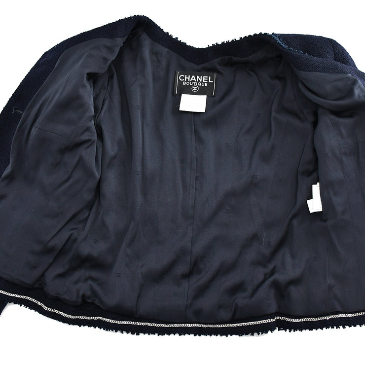 Chanel Setup Suit Jacket Skirt Navy 97P #36