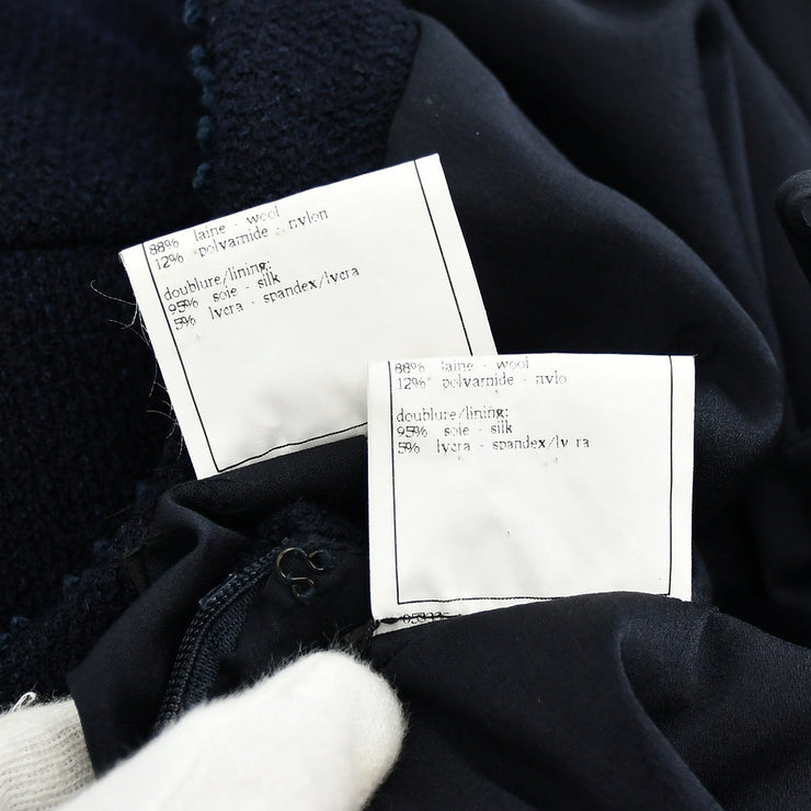 Chanel Setup Suit Jacket Skirt Navy 97P #36