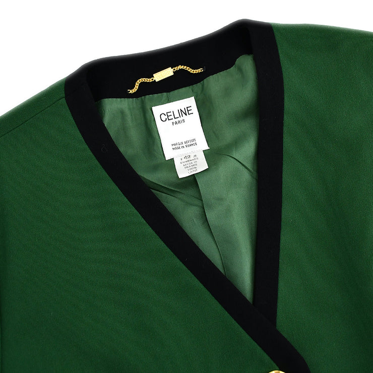 Celine Collarless Single Breasted Jacket Green #42