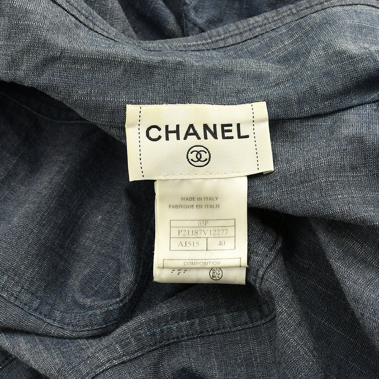 Chanel Single Breasted Jacket Blue 03P #40