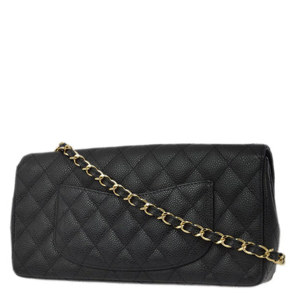 Chanel 2009-2010 Black Caviar East West Shoulder Bag