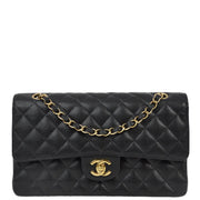 Chanel 2005-2006 Black Caviar Medium Classic Double Flap Shoulder Bag