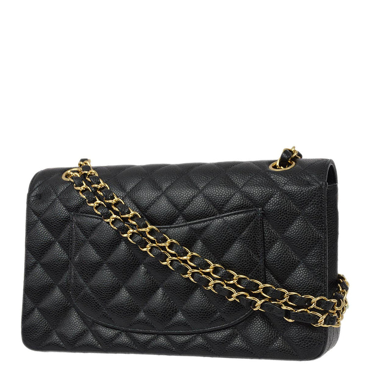 Chanel 2005-2006 Black Caviar Medium Classic Double Flap Shoulder Bag