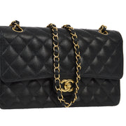 Chanel 2005-2006 Black Caviar Medium Classic Double Flap Shoulder Bag