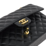 Chanel 2005-2006 Black Caviar Medium Classic Double Flap Shoulder Bag