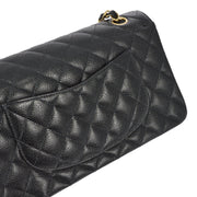 Chanel 2005-2006 Black Caviar Medium Classic Double Flap Shoulder Bag