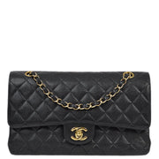 Chanel 2001-2003 Black Caviar Medium Classic Double Flap Shoulder Bag