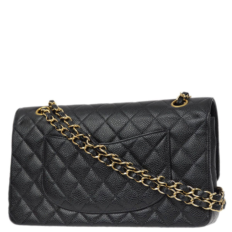 Chanel 2001-2003 Black Caviar Medium Classic Double Flap Shoulder Bag