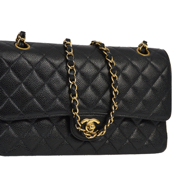 Chanel 2001-2003 Black Caviar Medium Classic Double Flap Shoulder Bag