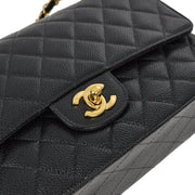 Chanel 2001-2003 Black Caviar Medium Classic Double Flap Shoulder Bag