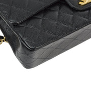 Chanel 2001-2003 Black Caviar Medium Classic Double Flap Shoulder Bag