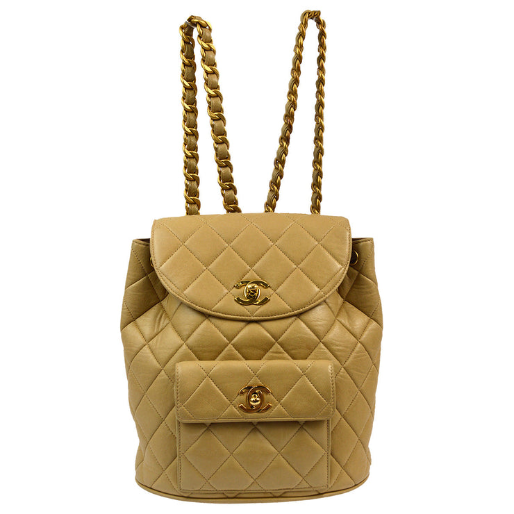 Chanel 1994-1996 Beige Lambskin Large Duma Backpack