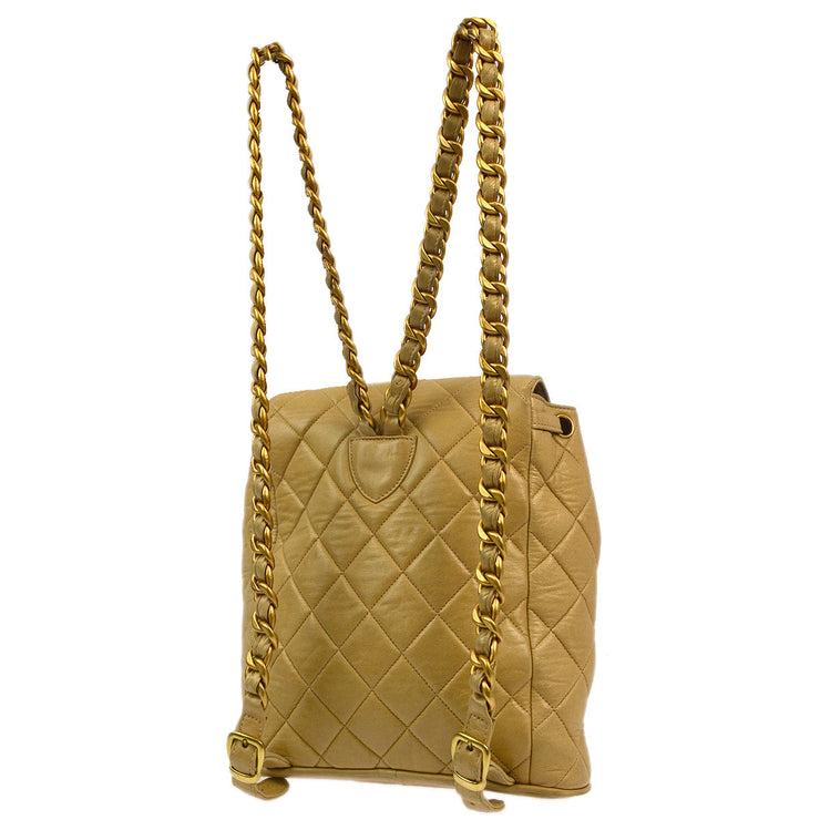 Chanel 1994-1996 Beige Lambskin Large Duma Backpack